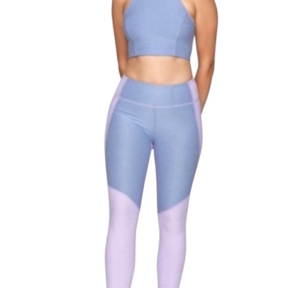 Outdoor Voices Purple Warmup 3/4 Two Tone Blue Leggings